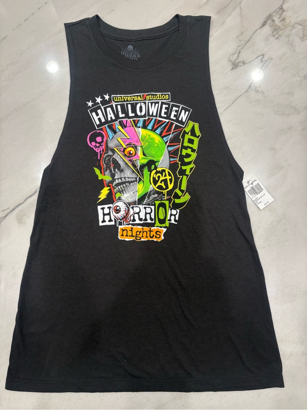 Universal Black Halloween Horror Nights Skull Graphic Tank Same Day Shipping